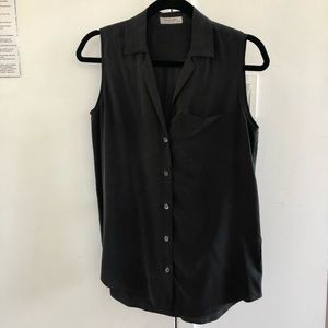 Equipment Silk Sleeveless Dark Grey Blouse